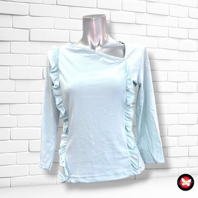 Blusa con volantito color Celeste Talla S
