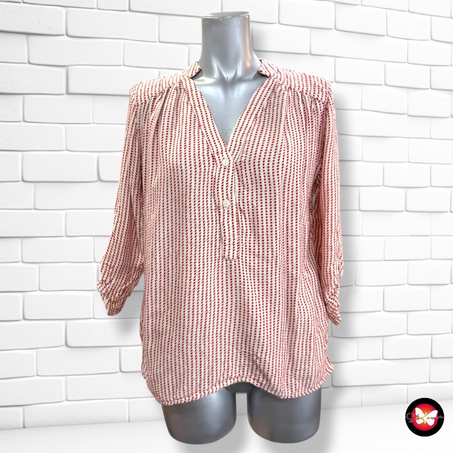 Blusa de media manga SCARLET ROOS color Beige y rojo Talla S
