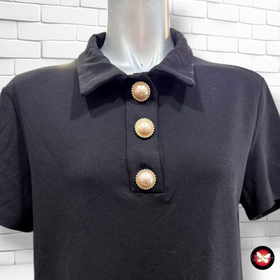 Vestido con botones de perlas  color Negro Talla M