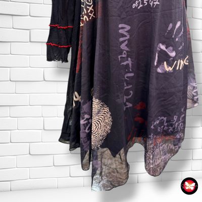 Vestido de manga larga con transparencias  color Negro Talla M/L