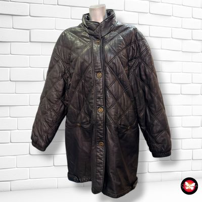 **HOY** Abrigo vintage acolchado de piel  color Negro Talla 44