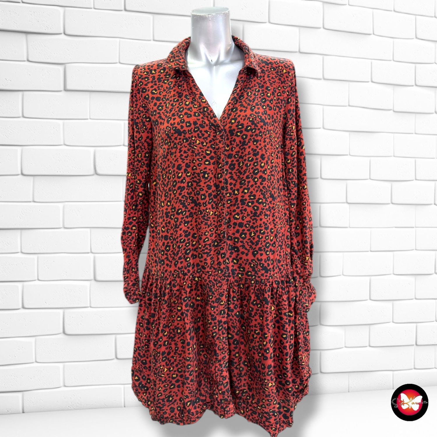 **HOY** Vestido camisero animal print PIMKIE color Teja y negro Talla 36