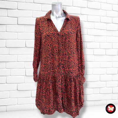 **HOY** Vestido camisero animal print PIMKIE color Teja y negro Talla 36