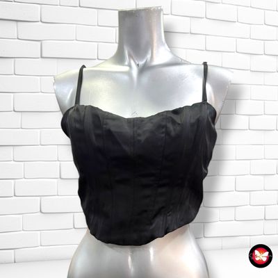 Crop top tipo corsé BERSHKA color Negro Talla M