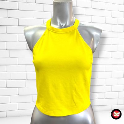 Camiseta cropped ZARA color Amarillo Talla S
