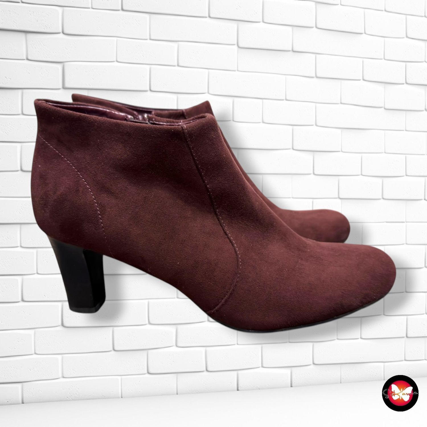 Botines de tacón tpo ante GRACELAND color Granate Talla Calzado 39