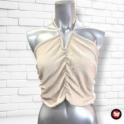 Crop top H&amp;M color Beige Talla L