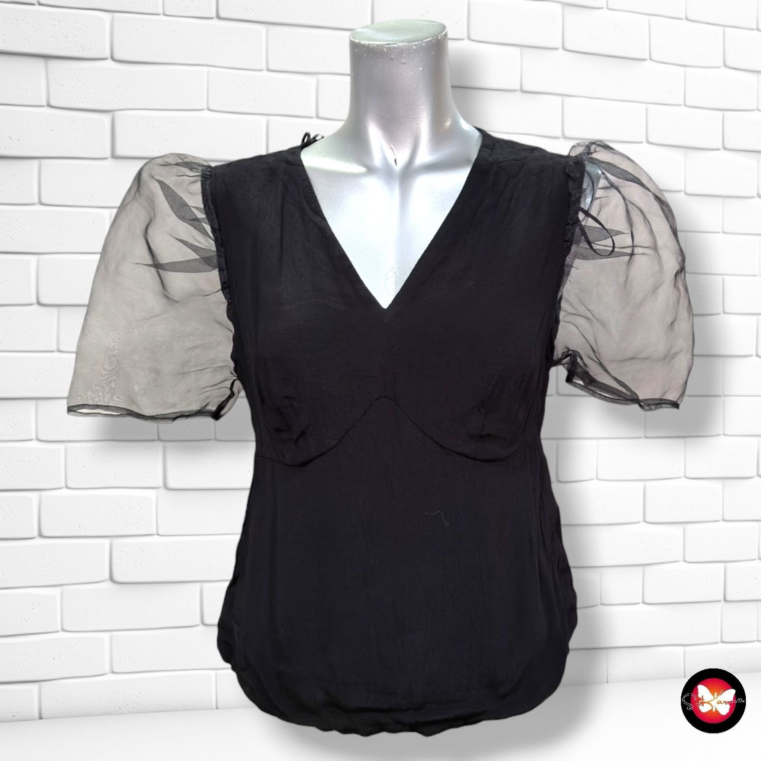 **HOY** Blusa con mangas traslúcidas PIMKIE color Negro Talla 36