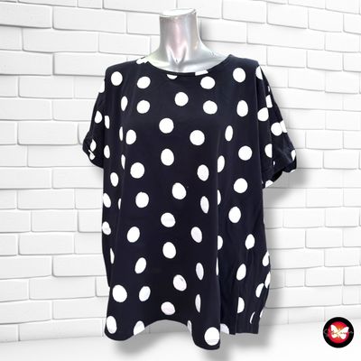 Camiseta de manga corta con lunares OPUS color Azul marino y blanco Talla 42 (muy grande)