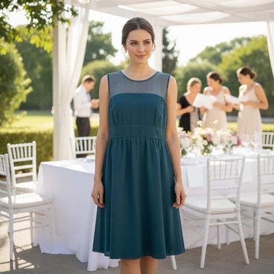 Vestido de ceremonia color Petróleo Talla 44