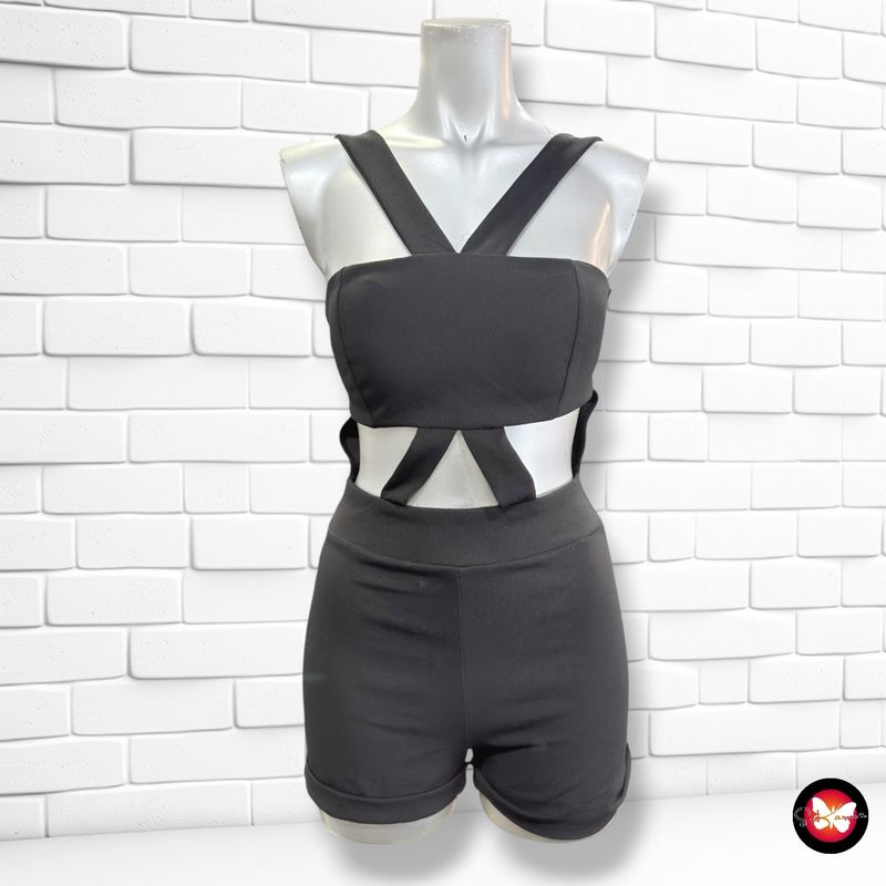 Mono corto de noche cut-out color Negro Talla XS