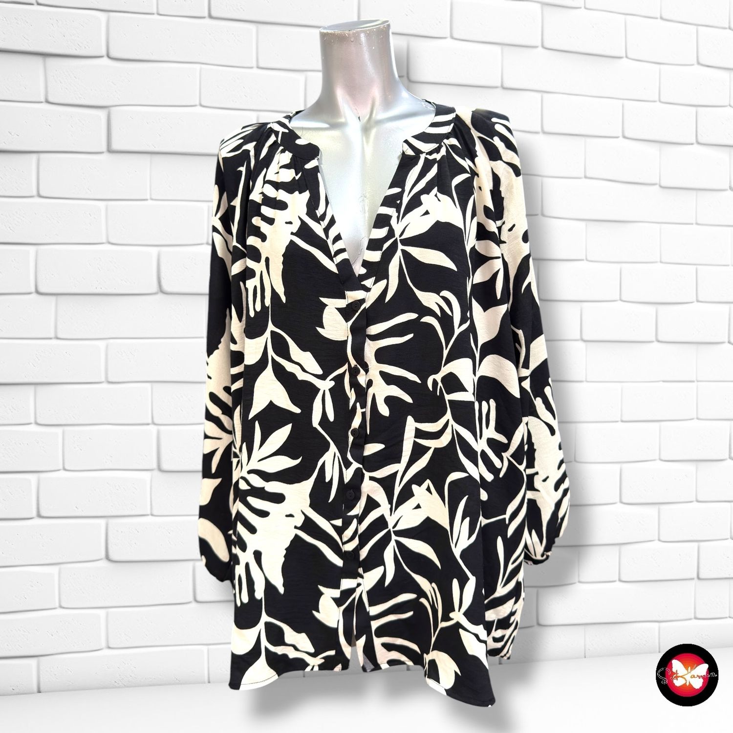 Blusa de manga larga KAPALUA color Negro y beige Talla 42 (grande)