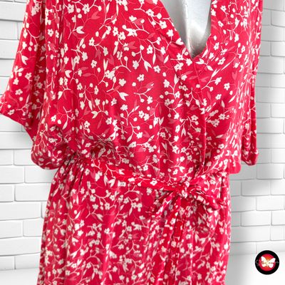 Vestido de florecitas  UP2FASHION color Fresa y blanco Talla 56/58