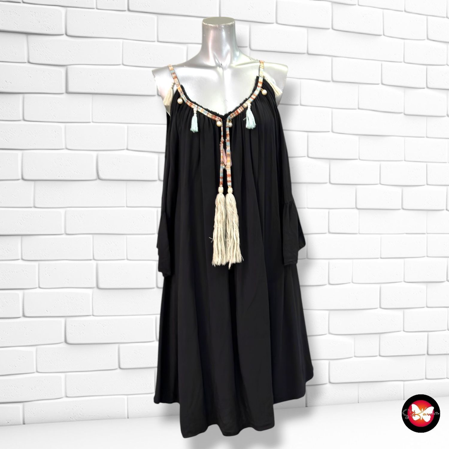 Vestido boho  color Negro Talla ÚNICA GRANDE