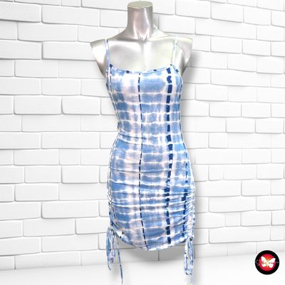 Vestido de tirantes con drapeado SHEIN color Azul y blanco Talla XS