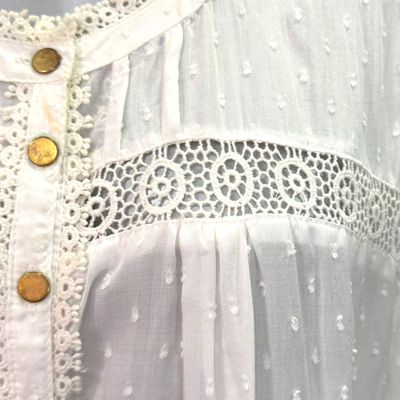 Blusa de manga larga estilo romántico LTB color Blanco Talla XXL (pequeña)