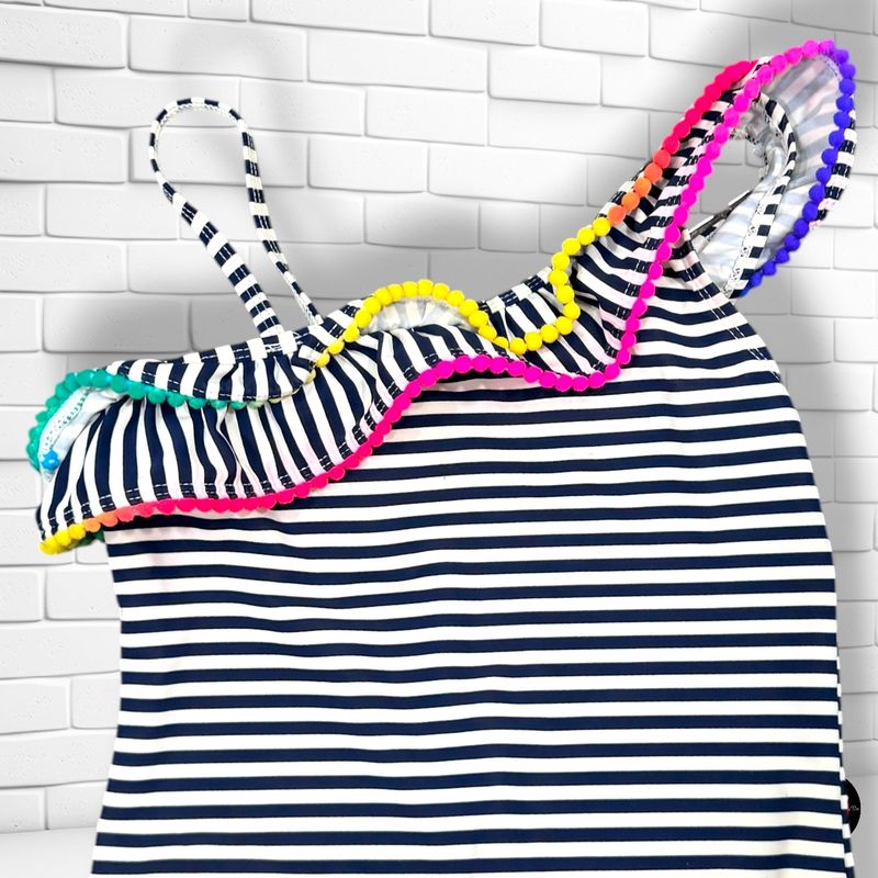 Bañador entero de rayitas color Azul marino y blanco Talla 10 años