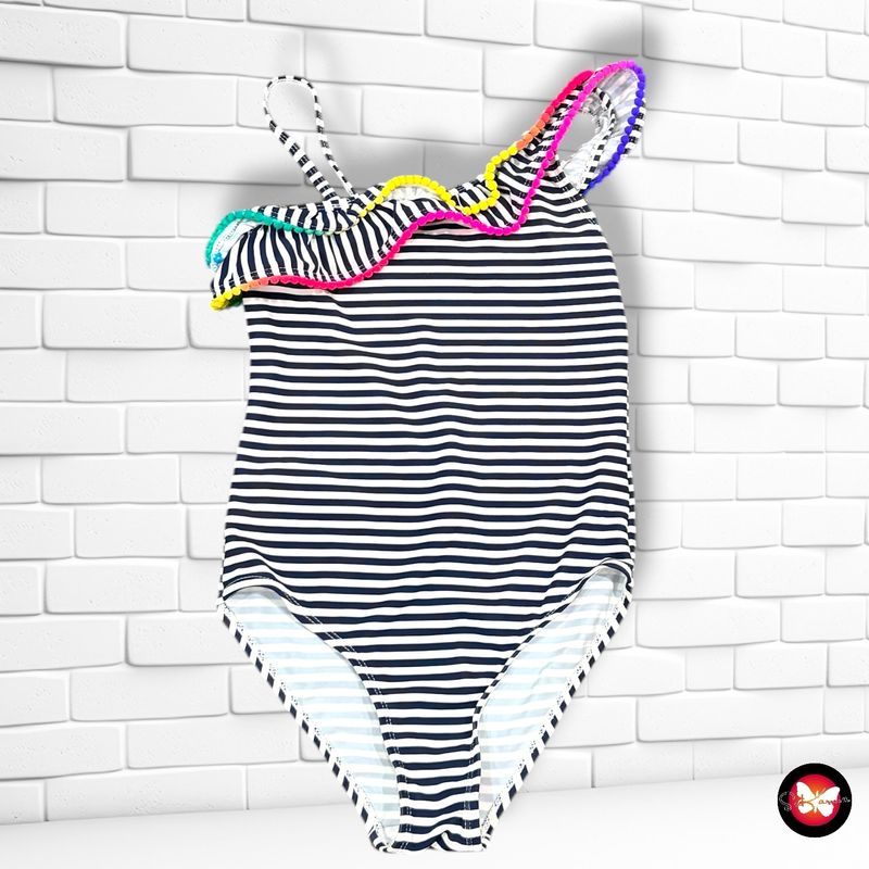 Bañador entero de rayitas color Azul marino y blanco Talla 10 años