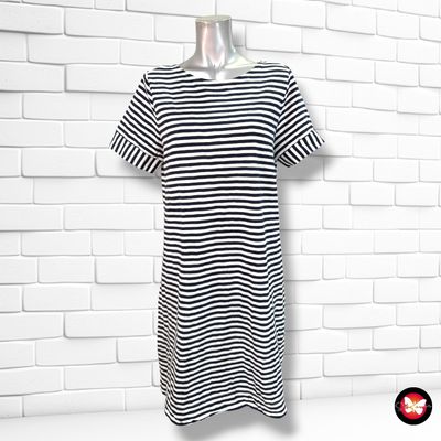 Vestido de manga corta de rayitas TCHIBO color Azul marino y blanco Talla 36/38