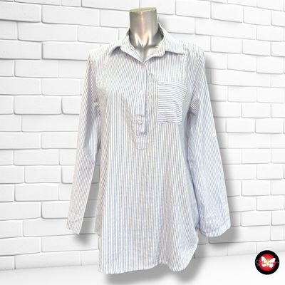 **HOY** Blusa de rayitas  color Blanco y celeste Talla Única