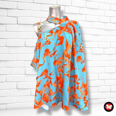 **HOY** Blusa asimétrica SALANTI color Turquesa y naranja Talla XL (muy grande)