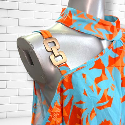 **HOY** Blusa asimétrica SALANTI color Turquesa y naranja Talla XL (muy grande)