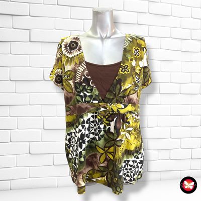 Camiseta de manga corta PUNTO ROMA color Marrón y verde Talla L