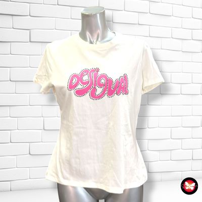 Camiseta de manga corta DESIGUAL color Hueso Talla XL (pequeña)