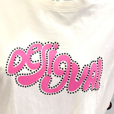 Camiseta de manga corta DESIGUAL color Hueso Talla XL (pequeña)