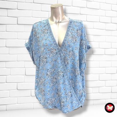 **HOY** Blusa de manga corta MAX STUDIO color Celeste Talla XL (grande)
