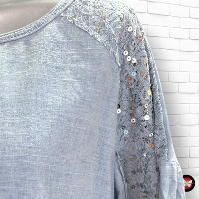 **HOY** Vestido tipo vaquero con lentejuelas  color Celeste Talla ÚNICA GRANDE