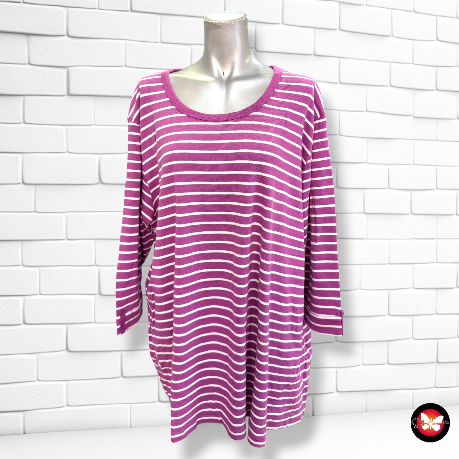 Camiseta de media manga ULLA POPKEN color Morado y blanco Talla 56/58