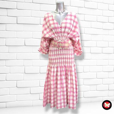 Vestido largo de cuadros NICHOLAS color Rosa y crema Talla 42