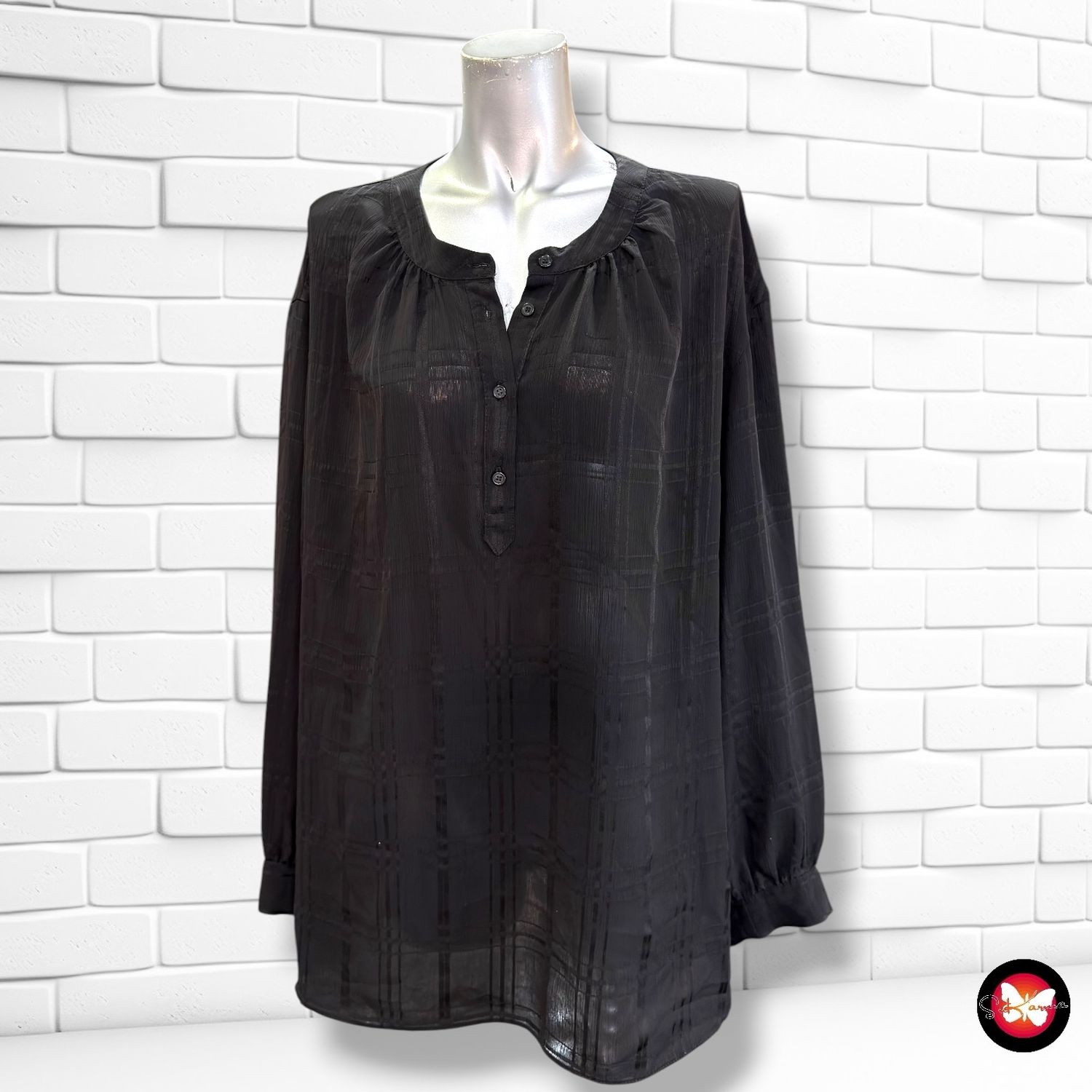 Blusa de manga larga YESSICA color Negro Talla 3XL