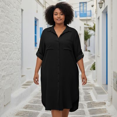 Vestido camisero color Negro Talla 52