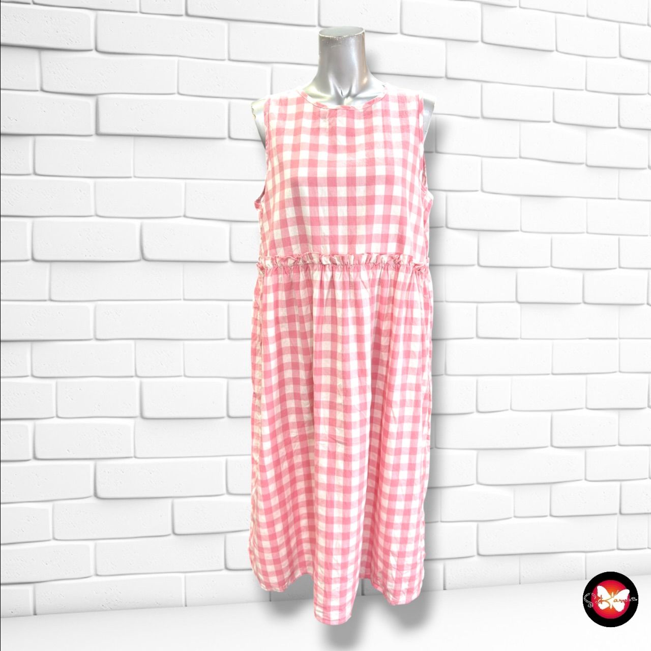 **HOY** Vestido midi de cuadritos DAZY color Rosa y blanco Talla L