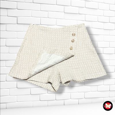 Short tipo falda tweed SHEIN color Crema Talla XS