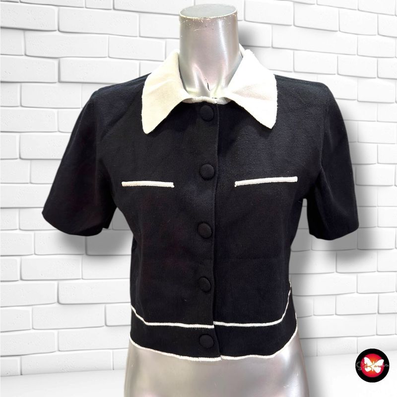 Conjunto de punto: chaqueta + falda AMISU color Negro y blanco Talla 36