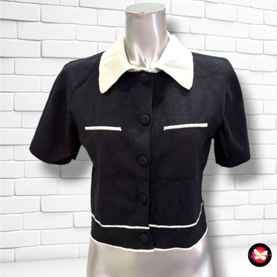 Conjunto de punto: chaqueta + falda AMISU color Negro y blanco Talla 36