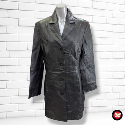 **HOY** Gabardina de piel  color Negro Talla 38