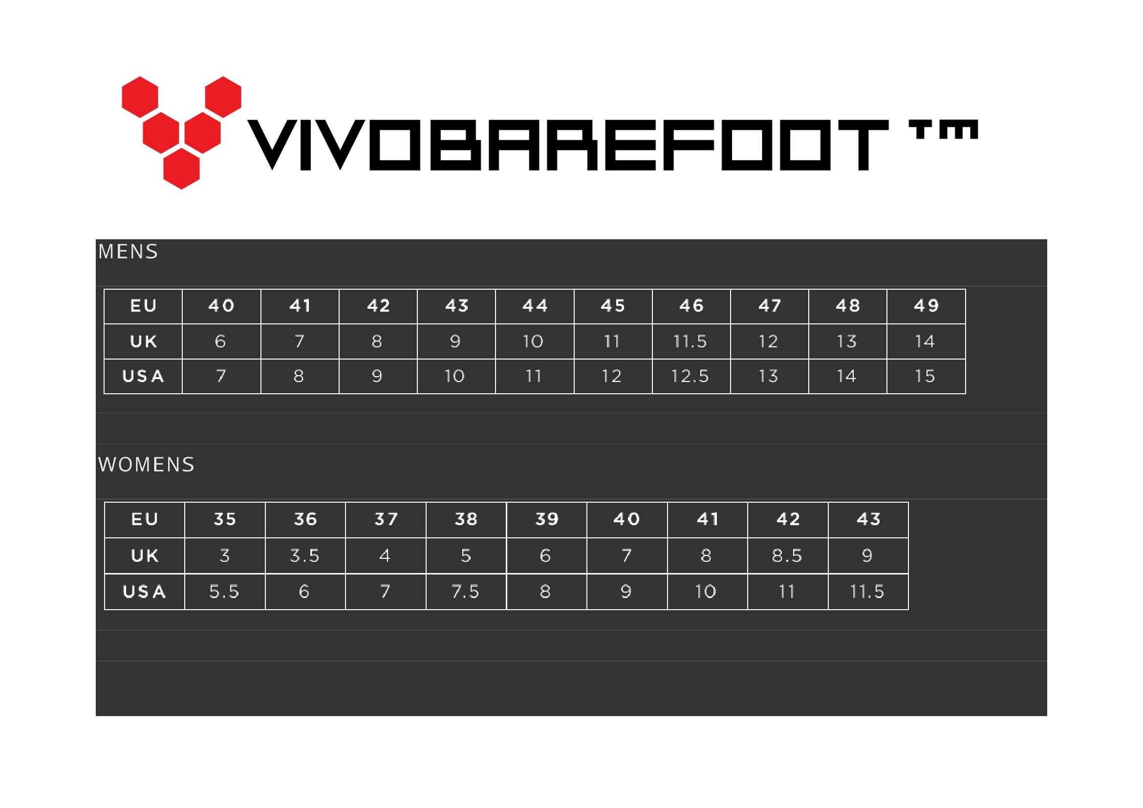 Vivobarefoot sizing chart Clearance