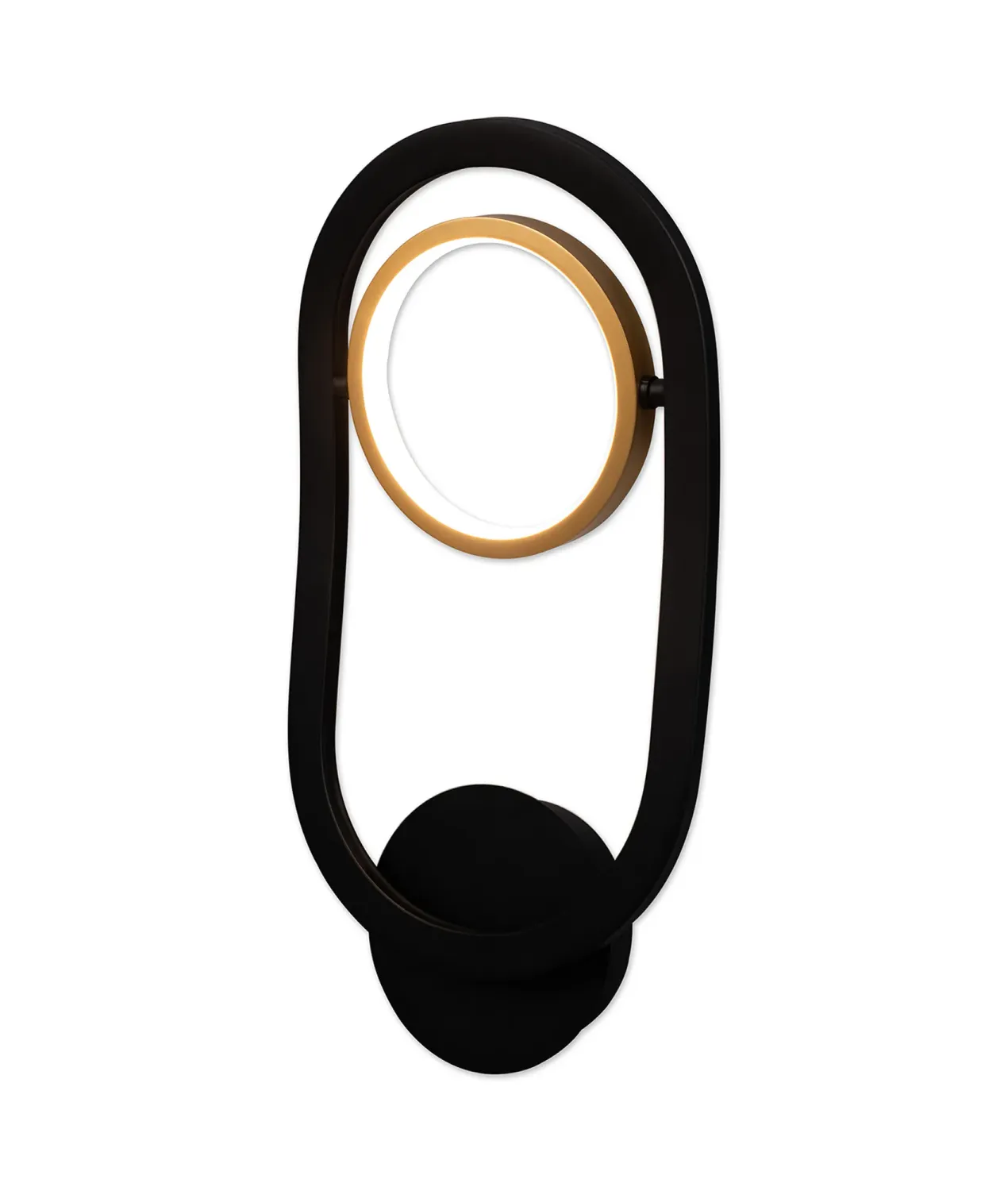 ABSAM Wandleuchte 1 Ring, 8W LED, 3200K, 440lm, Satinschwarz / Gold