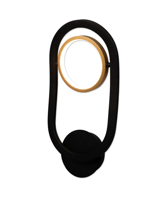 ABSAM Wandleuchte 1 Ring, 8W LED, 3200K, 440lm, Satinschwarz / Gold