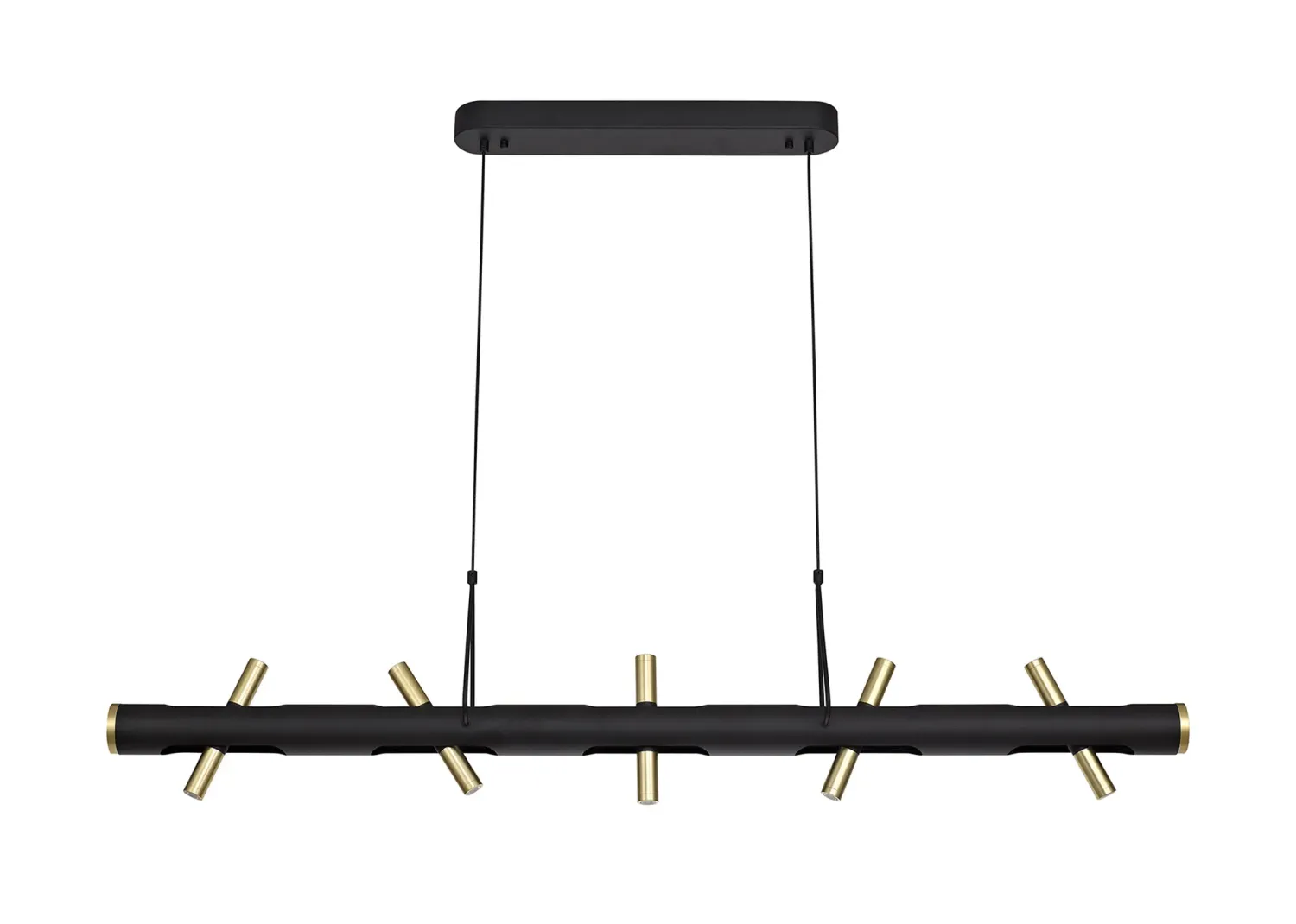 ADMONT Pendelleuchte linear 10 x 2W LED, 3000K, 2800lm, Sandschwarz / Gold