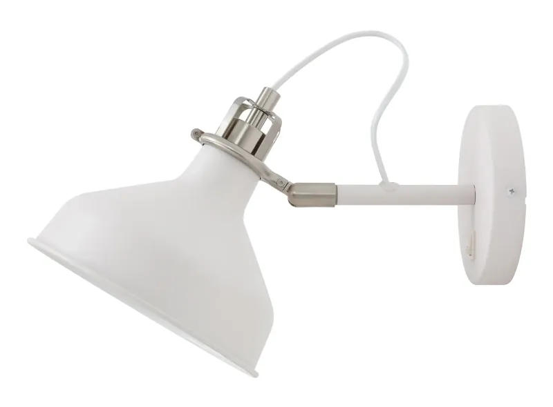BEZAU Wandleuchte verstellbar, mit Schalter, 1 x E27, Sand Weiß / Satin-Nickel