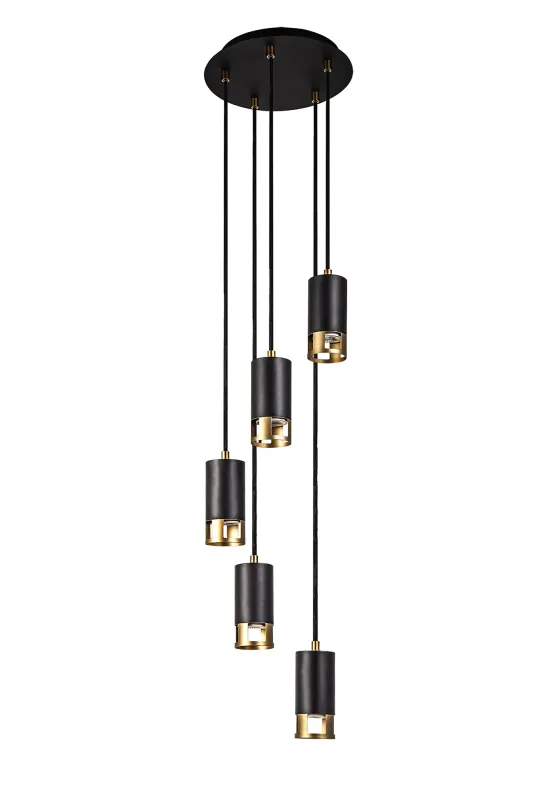 DIEX Pendelleuchte 5 x GU10, Schwarz / Gold