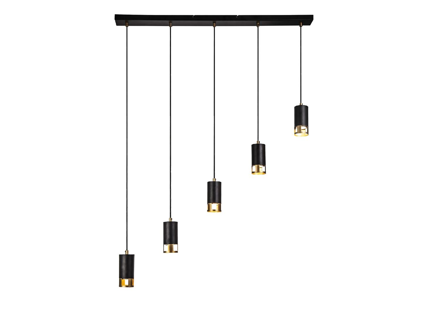 DIEX Pendelleuchte linear 5 x GU10, Schwarz / Gold