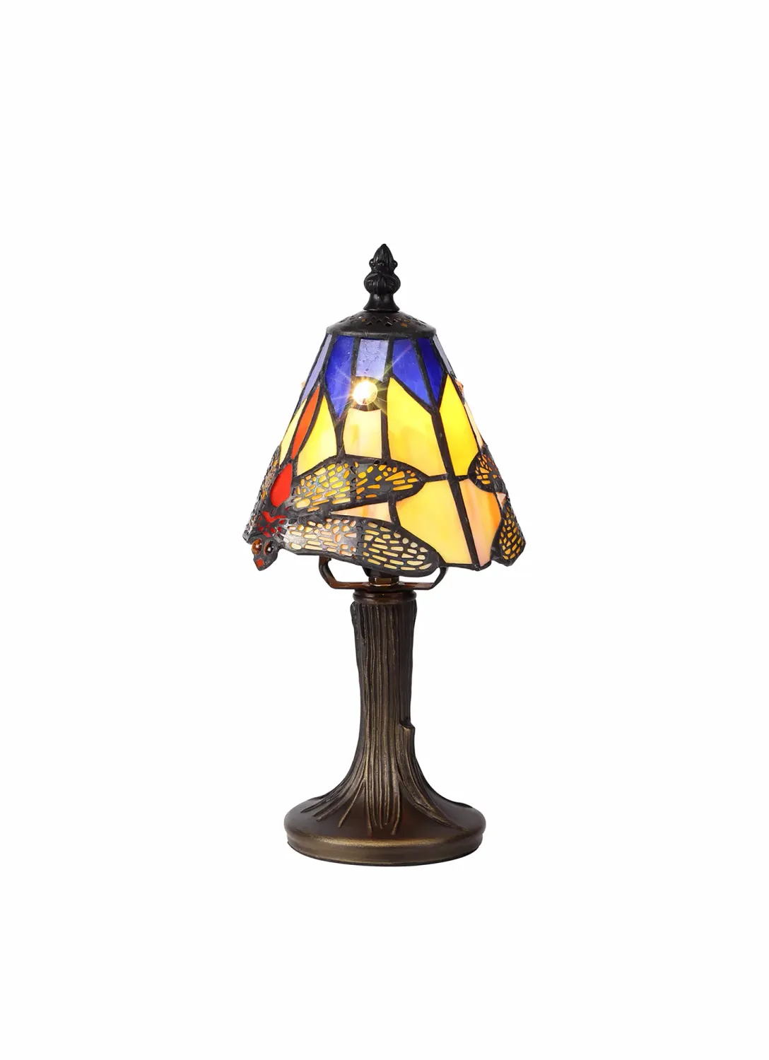 TIFFANY II Tischleuchte Dia 15cm, 1 x E14, Schwarz/Gold, Blau/Orange