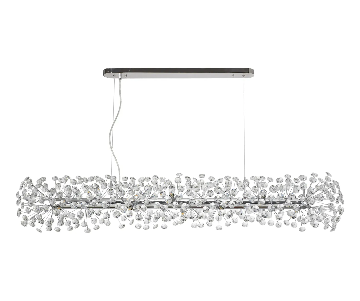 WATTENS Pendelleuchte linear 14 x G9, Chrome Poliert / Kristall