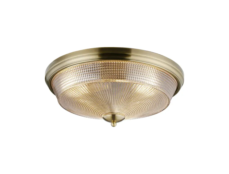 AICH Deckenleuchte  3 x E27, Messing Antik / Glas Bernstein